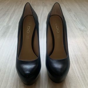 Black Leather Stilettos